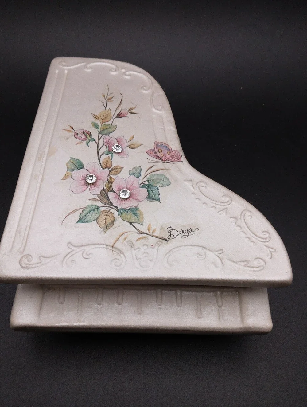 Vintage Berger Italy Ceramic Piano Trinket/Jewelry Box, READ.